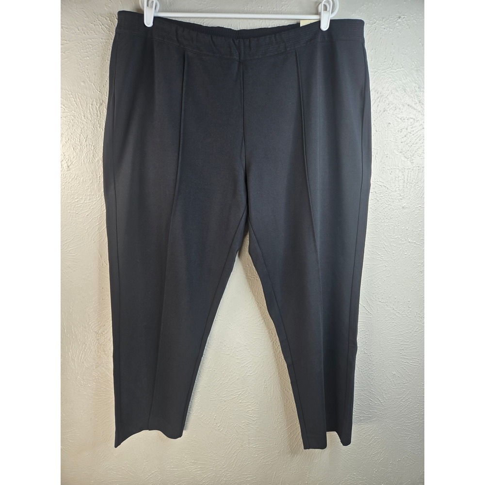 NEW Soft Surroundings Pintuck Pull On Pants 3X Black Stretch Leggings Minimalist